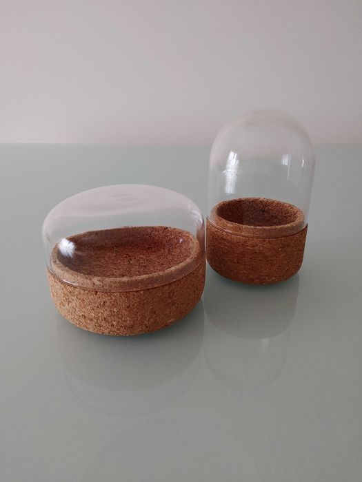 Conjunto 2 caixas cortiça e vidro IKEA Sammanhang