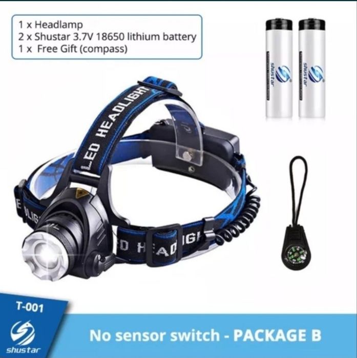 Налобний фонарик на акумуляторах Т6