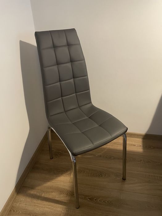 Krzesła szare pikowane chrom 6 szt
