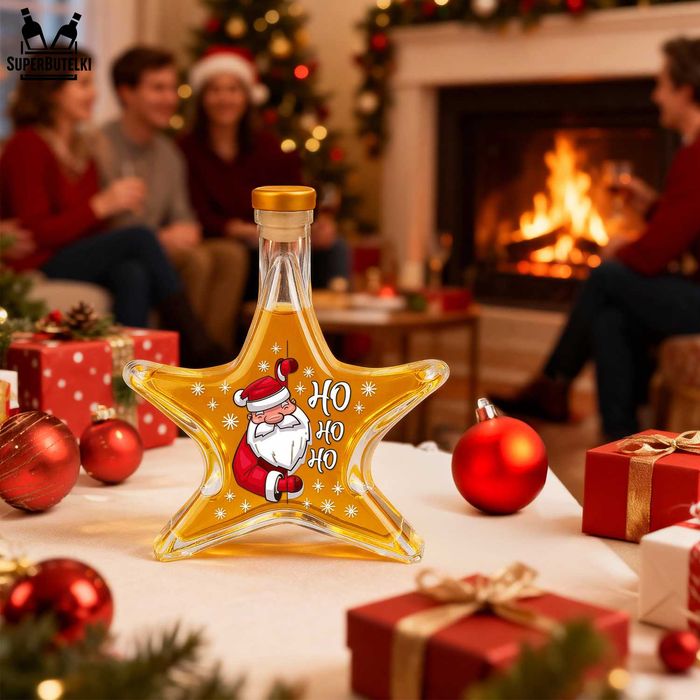 5x Butelki GWIAZDKA 200 ml z korkami na nalewki świąteczne prezenty