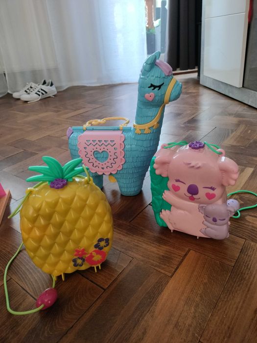 Duży zestaw Polly pocket miś, lama, koala