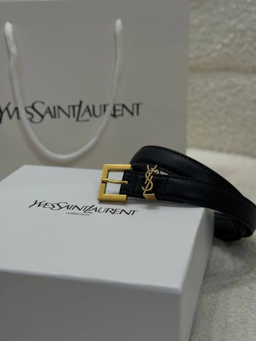 Ремінь YSL в коробці шкіра широкий і тоненький