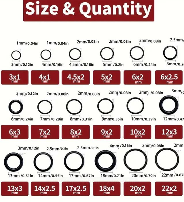 Резиновые кольца  1200 шт. Є на 990 шт.