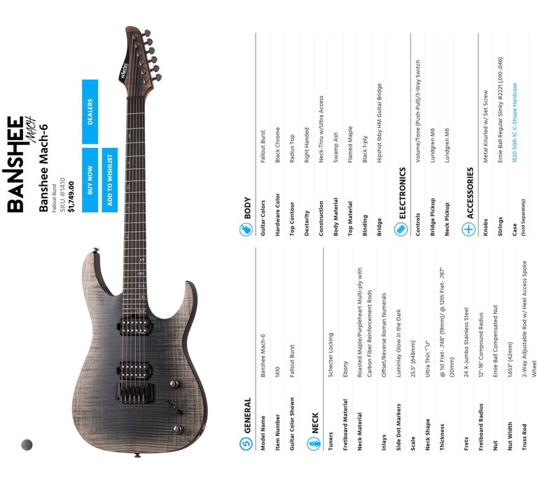 Электрогитара Schecter Banshee Mach-6 - Fallout Burst