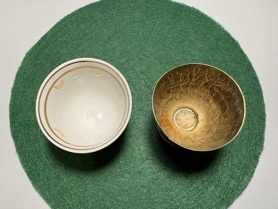 Пашотница и подставка для яиц + ножнички Германия