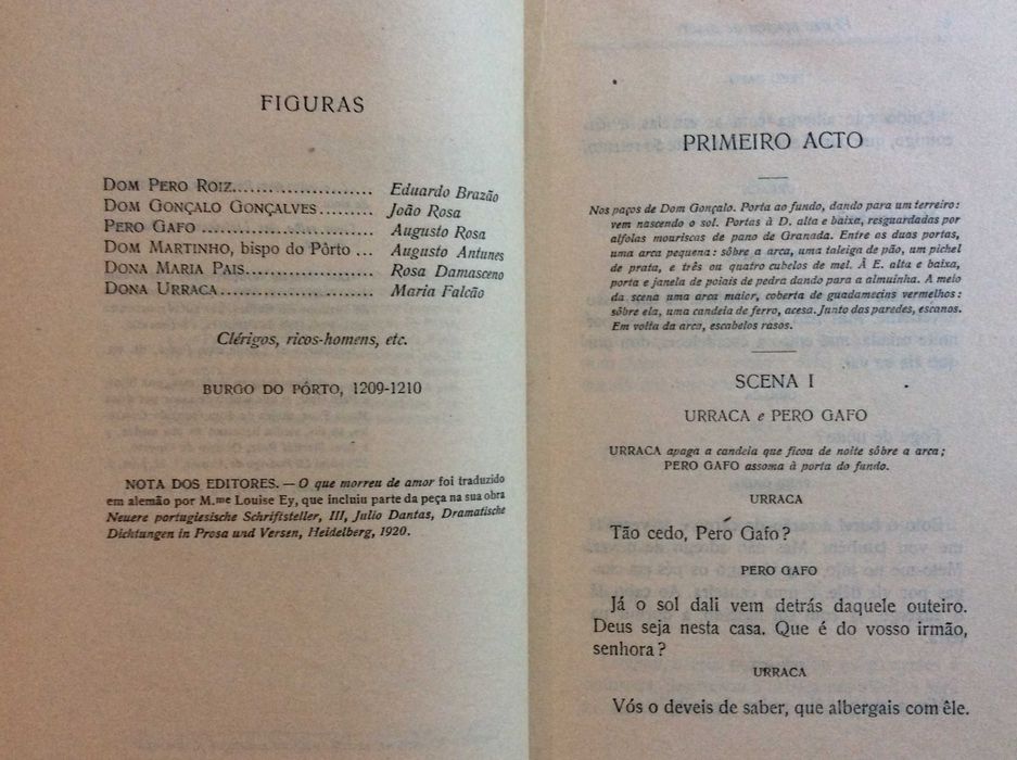 Júlio Dantas - O que morreu de amor, ( Teatro ), 1899