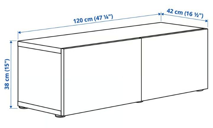 Ikea BESTA Kombinacja szafek ściennych, biały/Selsviken biały, 120x42x