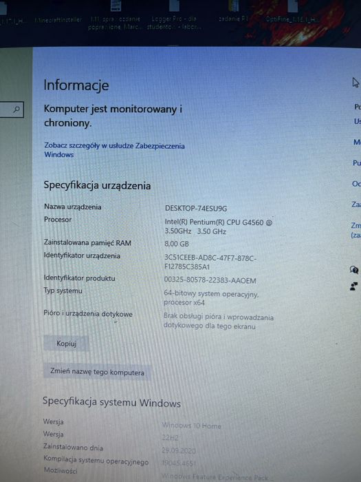 Komputer stacjonarny + monitor