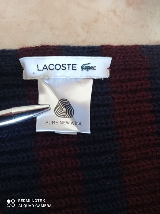 Nowy szal szalik męski Lacoste wełniany wełna