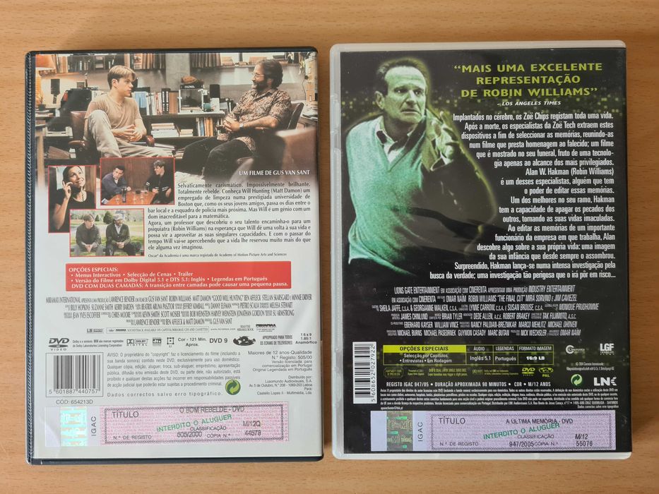 2 filmes em DVD de Robin Williams: "O Bom Rebelde" e "Final Cut"