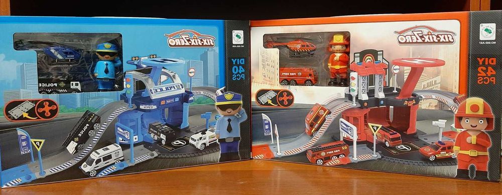 Гараж, трек, паркінг, парковка, поліція, пожежна станція, 42 елемента