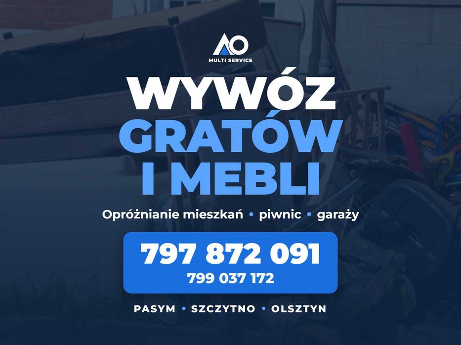 Wywóz gratów, opróżnianie mieszkań, przeprowadzk, montaże – Pasym, Szczytno