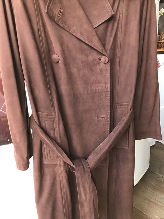 Casaco de pele comprido castanho