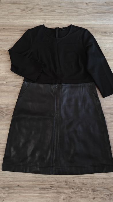 Nowa czarna sukienka damska z eko skórą L