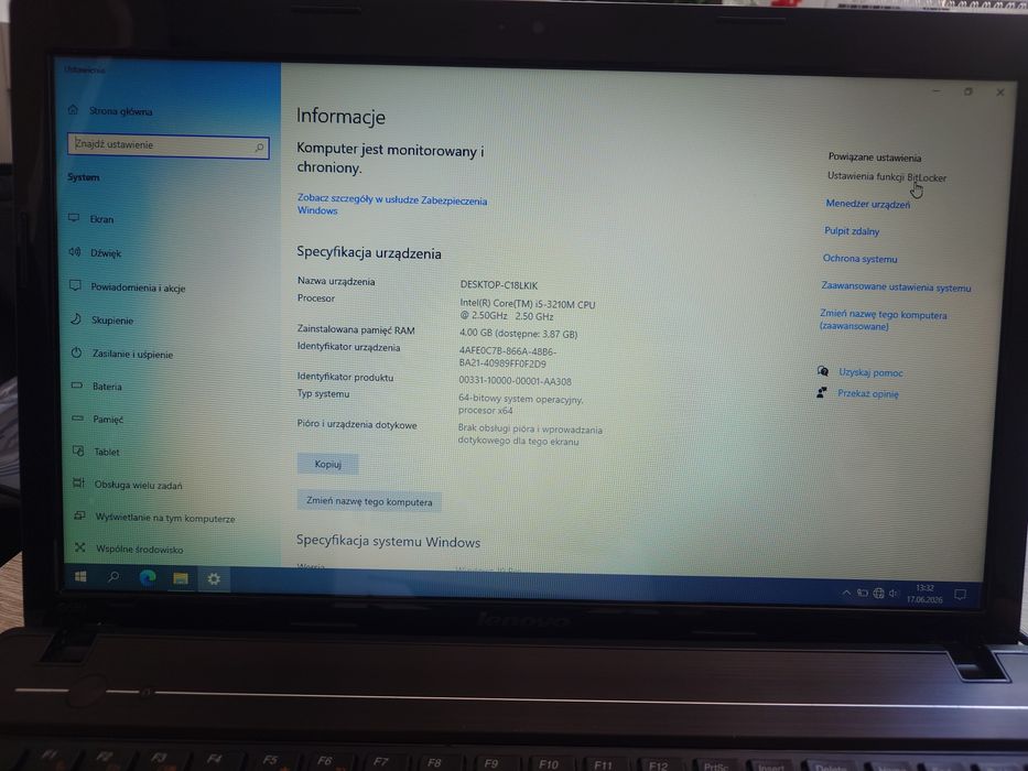 Laptop LENOVO G580 15,6" Intel® Core i5-3210QM 4GB RAM 1TB/128GB