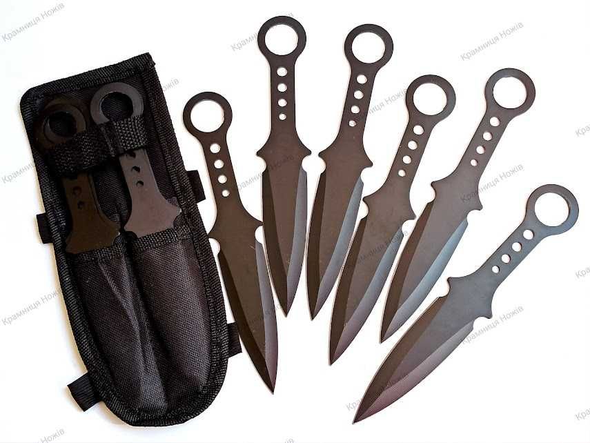 Ножі метальні набір 6 штук Метательный нож набор 6 штук black + чехол