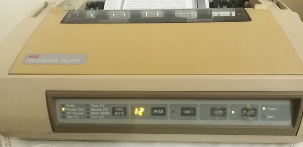 Zestaw Retro: drukarka igłowa NEC Pinwriter P6 plus + akcesoria i Instrukcje (SPRAWNY PANEL!) 1986 rok