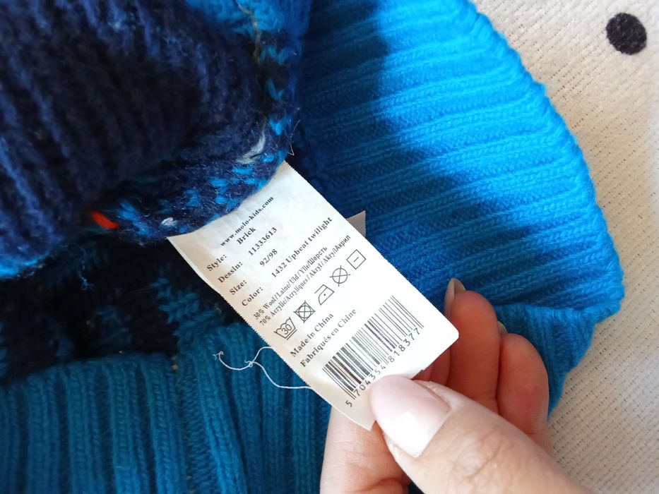 Sweter ciepły 30% wełna 92/98 MOLO