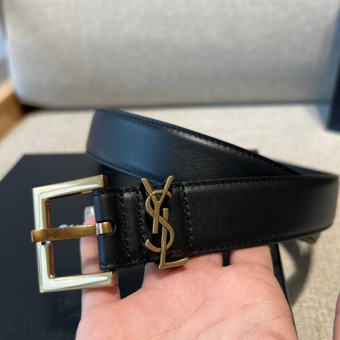 Черный ремень Yves Saint Laurent Ив Сен Лоран ремінь YSL 2 и 3 см