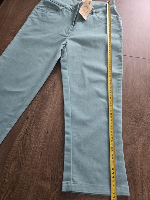 Miętowe rybaczki jeansowe uk10 eur38