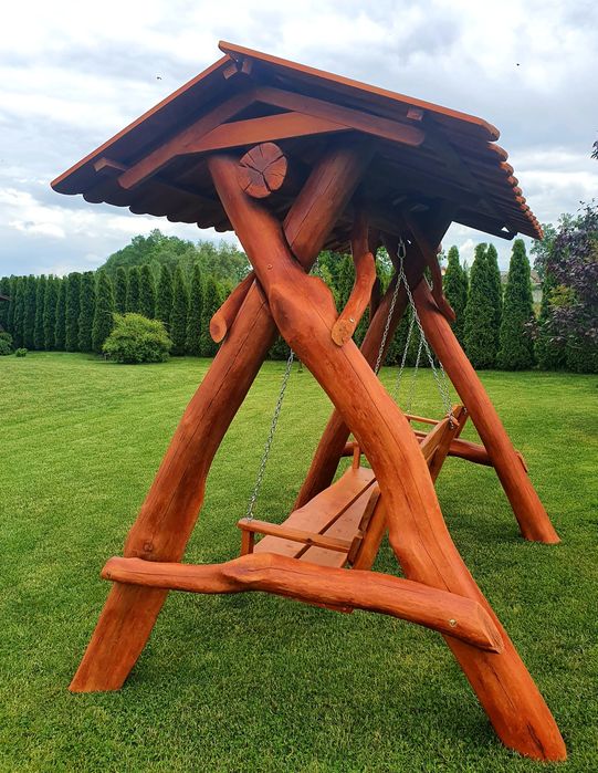 Huśtawka, dębowa potężna-wykonana w fachowy solidny sposób.