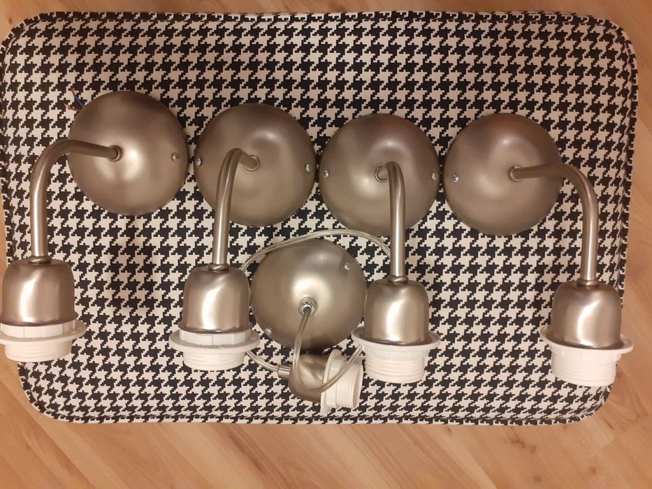 Komplet 4 kinkiety inox + lampa wisząca bez abażurów