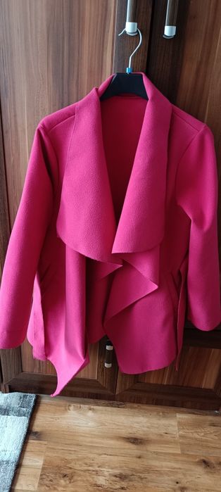 Płaszcz waterfall wiosenny jesienny różowy