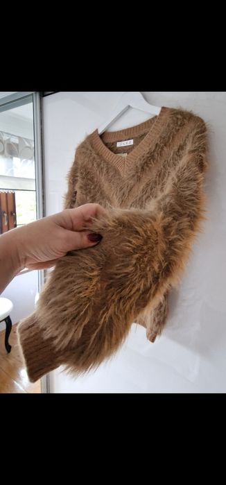 Sweter puchaty jak Moher złoty karmel 40/42/44