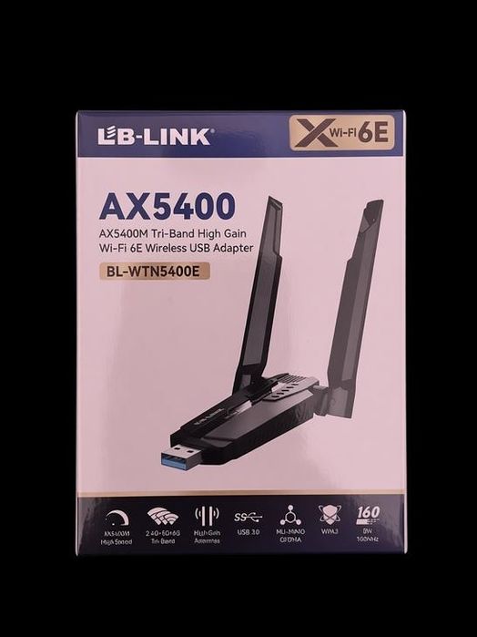 Adapter Wi-Fi 6E USB 3.0 LB-LINK AX5400 BL-WTN5400E | Tri-Band | WiFi 6E