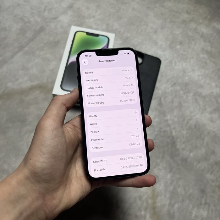 Iphone 14 128GB 85% Kondycji Baterii Stan Bardzo Dobry Etui+Kabel