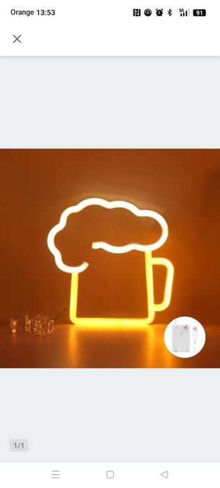 LUFEIS żółty szyld neon do baru piwo dekoracja LED scienna