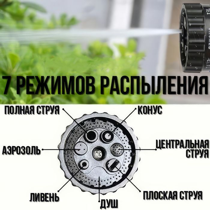 Шланг, садовый инвентарь 120/75/60/45/30/15/7.5 м для полива+Распылитель