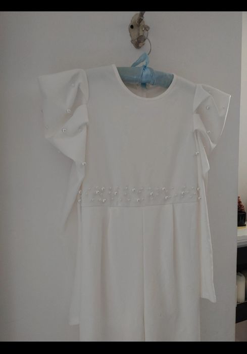 Kombinezon dla dziewczynki biały wizytowy komunia 11-12 lat