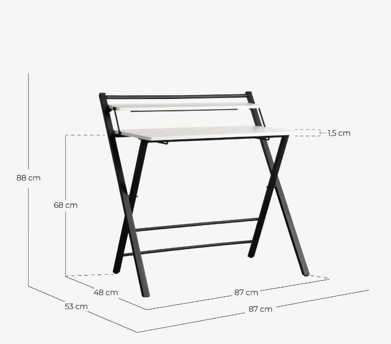 Secretária dobrável em Madeira e Metal