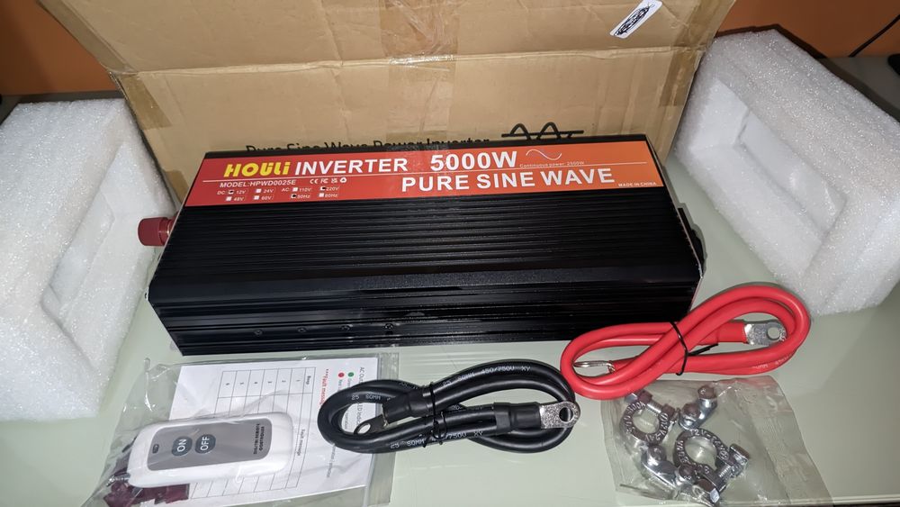 Inversor de onda senoidal pura HOULI 5000W | 12V a 230V | Controle Remoto LCD | Carro/RV/alimentação fora da rede
