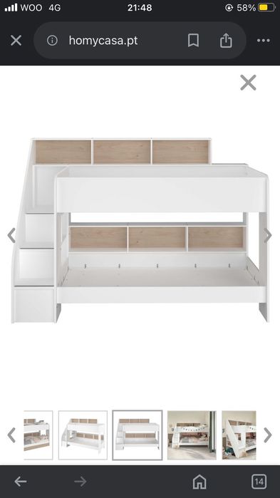 Beliche com gavetão e dois colchões