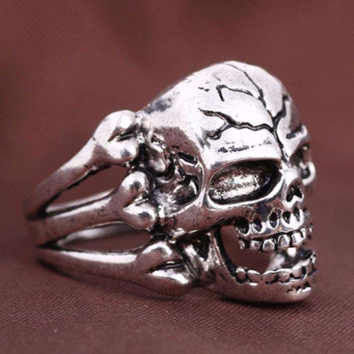 2x anel aneis caveira ossos motard gotico homem aranha preto punk NOVO