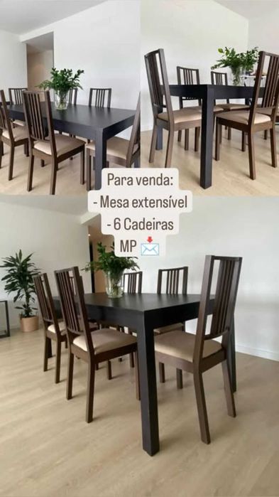 Mesa extensível + 6 cadeiras