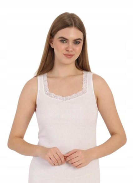 Koszulka Damska Na Ramiączkach Biała 100% Bawełna R. Xl