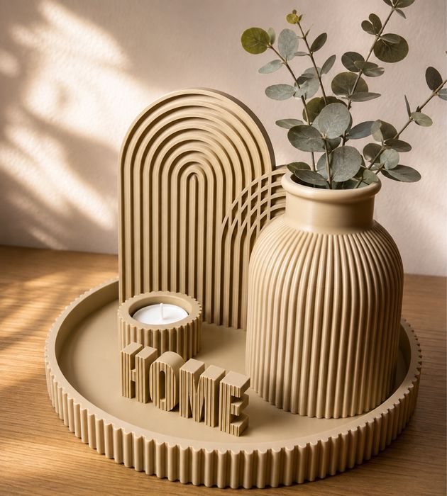 Centro de Mesa Decorativo HOME | Vaso + Porta-Vela | Impressão 3D Premium