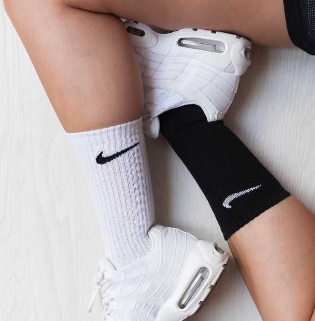 носки найк 10пар-300грн шкарпетки nike чоловічі жіночі високі білі однотонні рубчик теніска спортивні