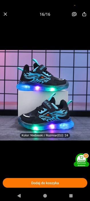 Nowe lekkie adidaski światło LED