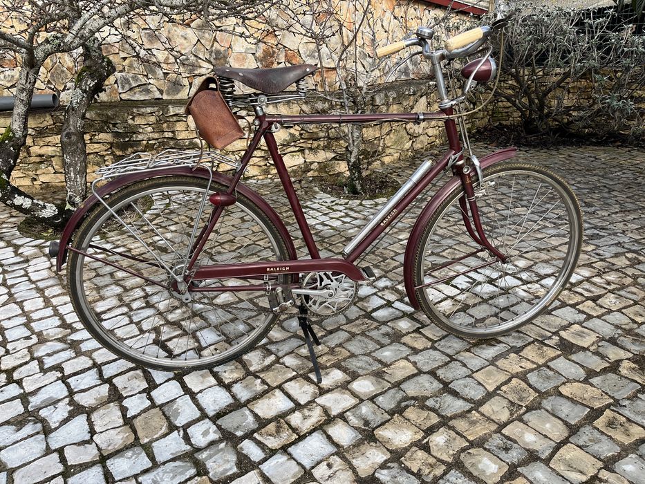 Antiga bicicleta pasteleira inglesa raleigh anos 50 original alavanca