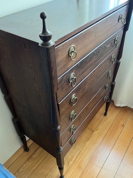 Cómoda Alta Vintage 5 Gavetas - Madeira Maciça