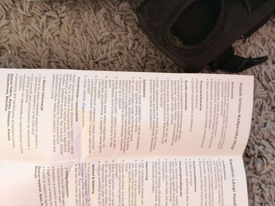 Orteza nadgarstka dłoni rozmiar M ręką lewa