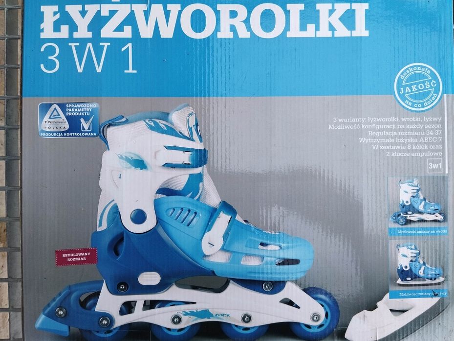Zestaw 3w1: wrotki + łyżwy + rolki.