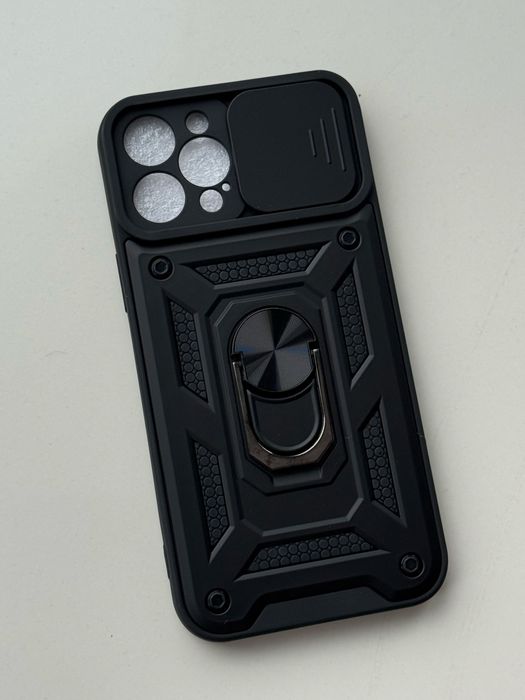 Чорний чохол на IPhone 12 Pro Max з підставкою кільцем для пальця