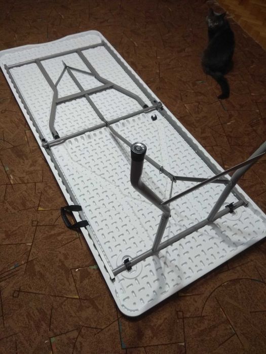 стіл розкладний пластиковий 180 см білий, стол раскладной для сада