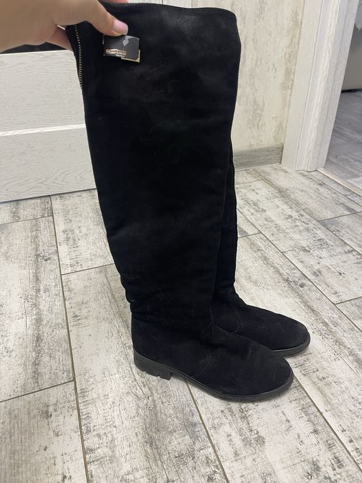 Ботфорти натуральний замш, сапоги високі