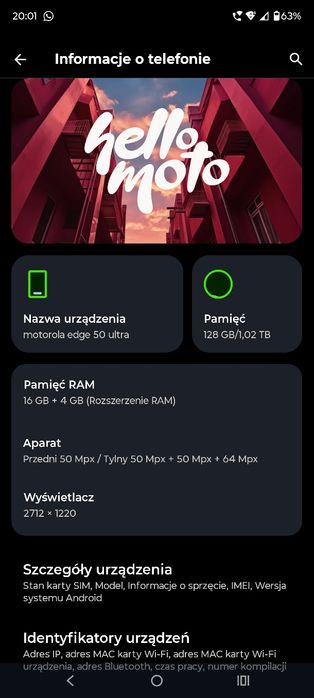 Motorola EDGE 50 ULTRA - 16GB/ 1 TB. gw. 19 m-cy